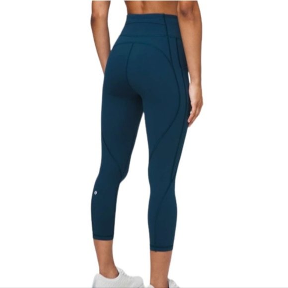 Lululemon Time To Sweat Crop 23" Legging Night Diver Teal Blue - Picture 2 of 9